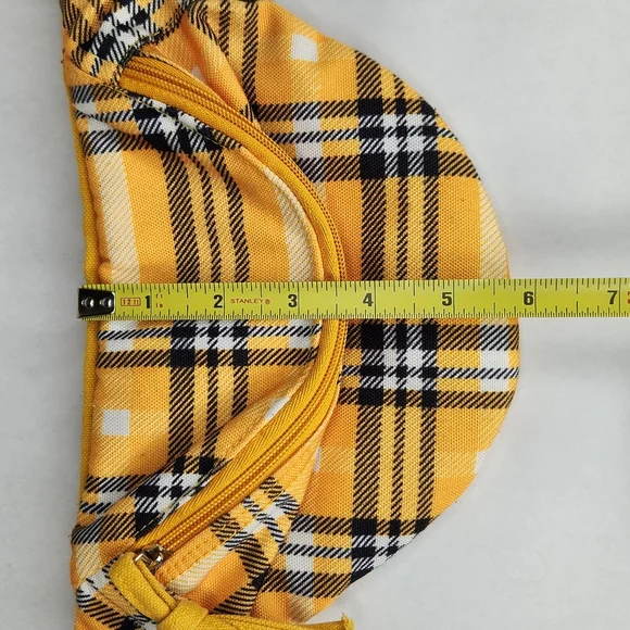 Yellow Plaid Canvas Fanny Pack Crossbody Bum Bag Clueless Aesthetic - Picture 8 of 8